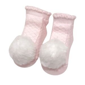 Nicole Miller Baby Pink Dressy Pom Pom Sock Grip